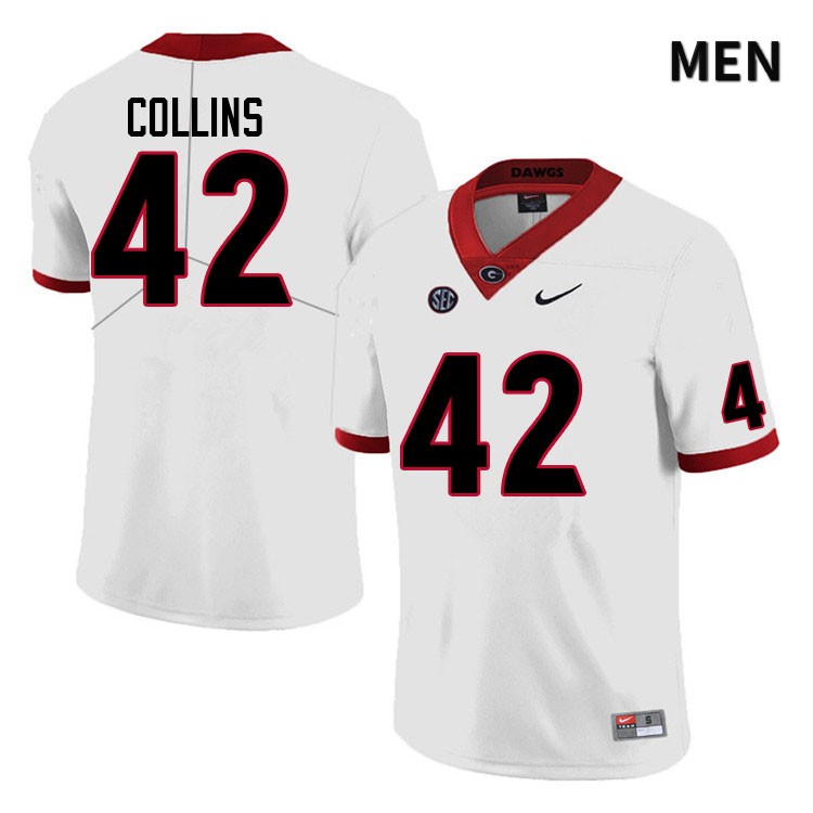 Georgia Bulldogs Men's Graham Collins #42 White Anniversary Stitched College UGA Football Jersey 23MF014XM